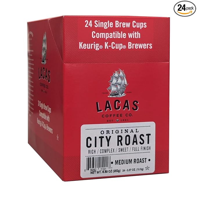 Lacas Coffee Original City Roast Single Serve Cups Compatible with Keurig K-Cup Brewers 24 Count