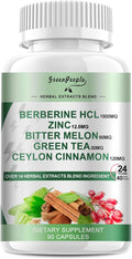GREENPEOPLE Berberine Supplement with Ceylon Cinnamon - Berberine 1500mg Activates AMPK &amp GLP-1 Berberine HCL Capsules with Bitter Melon/Artichoke Extracts &amp Natural Herbs for Immune Support 9
