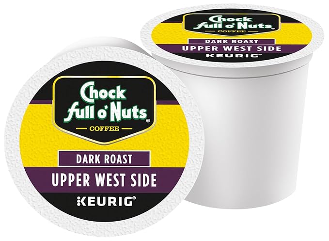 Chock Full o'Nuts Upper West Side Coffee Dark Roast Compatible with K-Cup Pods 12 CT (Pack of 3)