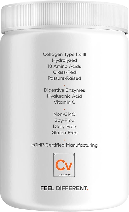 Codeage Collagen Peptides Powder + Vitamin C - 20g Grass-Fed Collagen Per Serving - Digestive Enzymes Hyaluronic Acid 18 Amino Acids - Hydrolyzed Collagen Protein - Non-GMO Unflavored - 9.98 oz