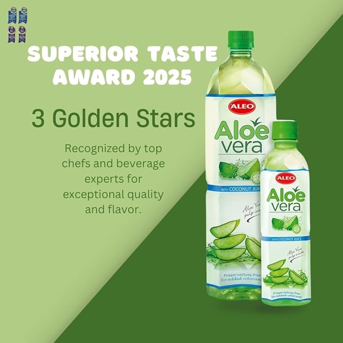 ALEO 1.5L Premium Coconut Aloe Vera Drink - Natural No Preservatives No Artificial Colors Superior Taste Award 2025