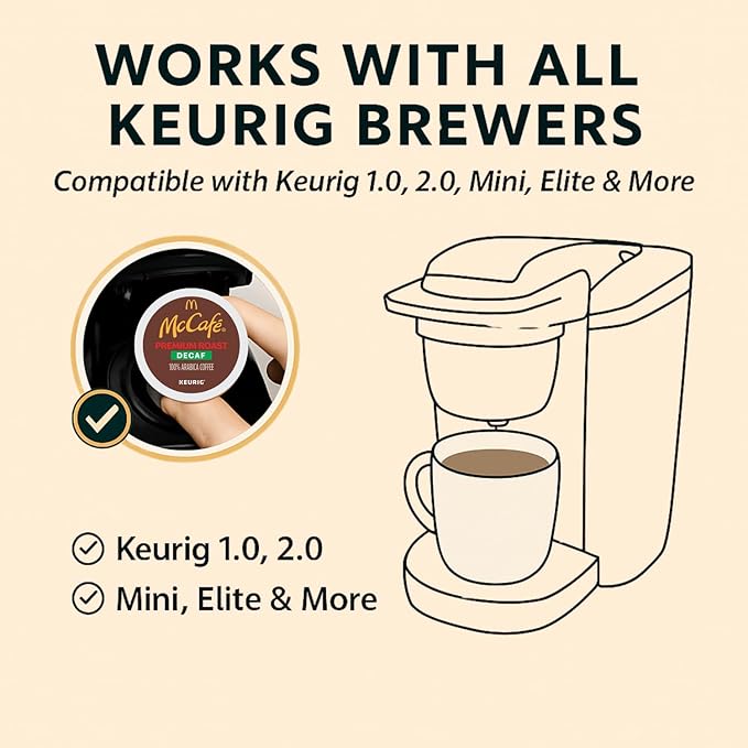 30-Pack Decaf Coffee K-Pods Variety: Dunkin McDonalds Premium Roast Maxwell-House Decaf Blends Keurig-Compatible Includes Coffee Recipe eBook