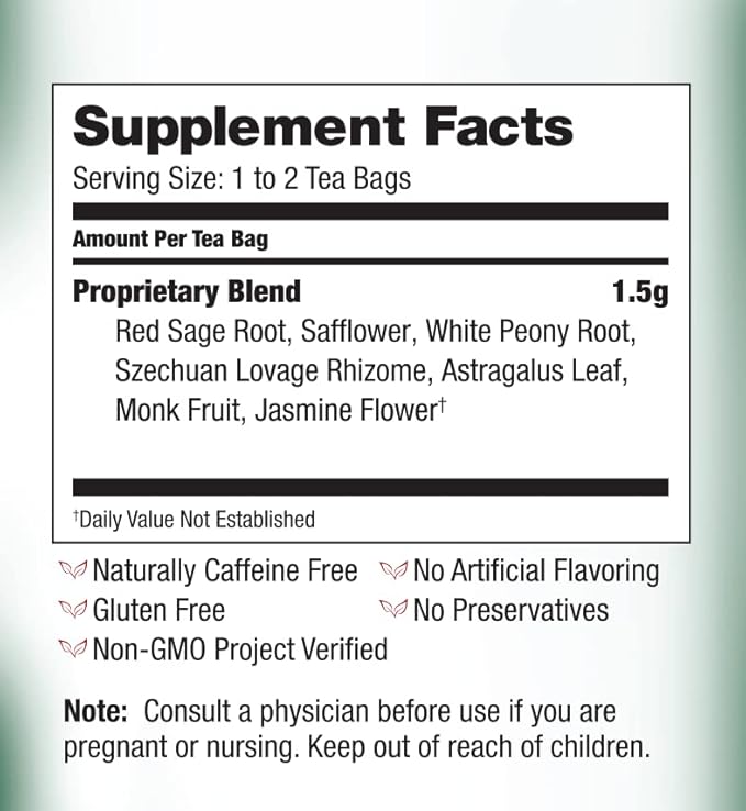 Bravo Tea Blood Circulation Herbal Tea Naturally Caffeine Free Vegan Friendly Gluten Free &amp Non-GMO 20 Tea Bags (Pack of 6)