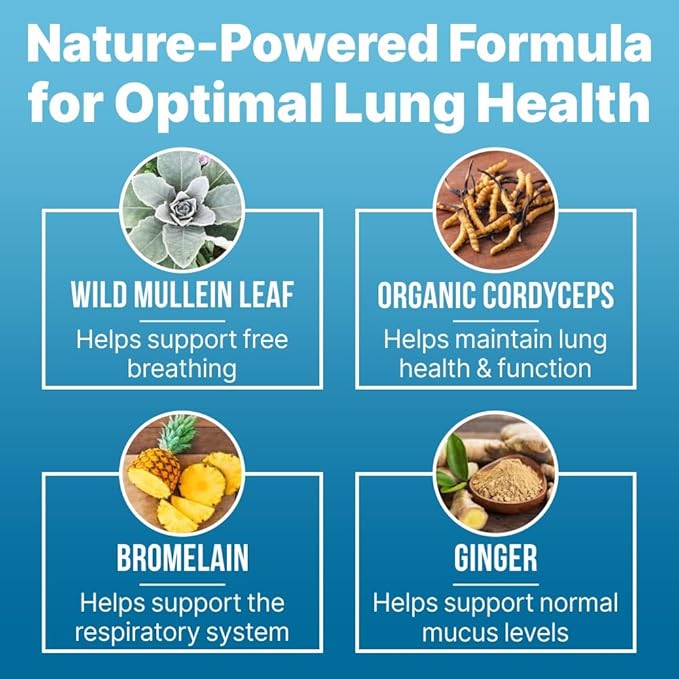 Lung Support Supplement Drops with Wild Mullein Leaf Extract for Lungs and Mucus Relief Support - 2 Fl oz - 3 Bottles
