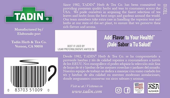Tadin Passion Flower Herbal Tea Caffeine Free 24 Tea Bags Per Box Pack of 6 Boxes Total