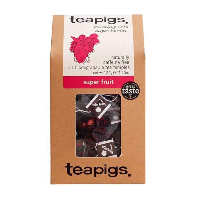 Teapigs Super Fruit Tea Bags Made With Whole Fruit caffeine-free natural ingredients (1 Pack of 50 Teabags)