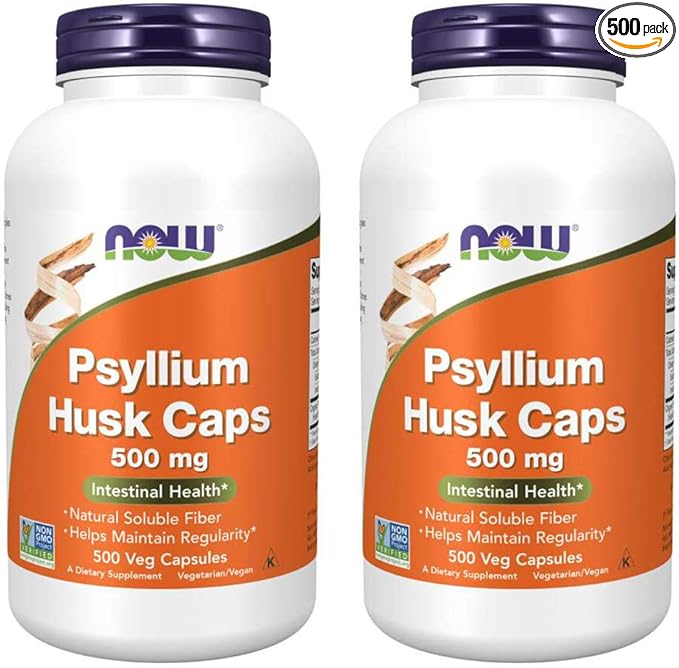 NOW Foods Psyllium Husk 500mg 500 Capsule (2 Pack)