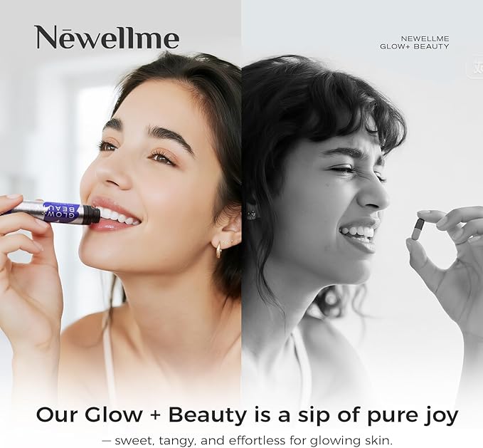 NEWELLME Liquid Collagen Shots with Hyaluronic Acid 18000mg Multi Collagen Peptides Sugar Free Ready-to-Drink Collagen Supplement for Hair Skin Nails 28 Bottles
