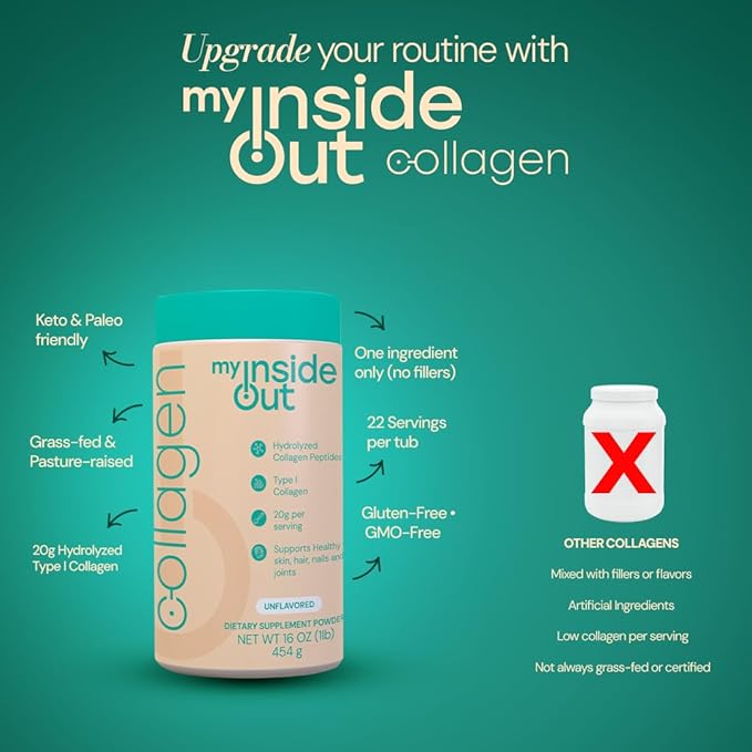 Collagen Peptides – Pure Hydrolyzed Type I Bovine Collagen Powder – Unflavored Grass-Fed Keto &amp Paleo Friendly Non-GMO Gluten-Free Protein for Skin Hair Nails &amp Joints – 16oz (1lb)