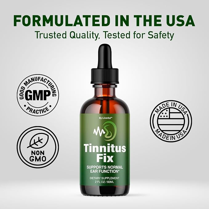 TinnitusFix Drops - Official TinnitusFix Advanced Liquid Hearing Support Drop All Natural Supplement Vitamins for Ear &amp Hearing Wellness Support Reviews 1 Bottle for 1 Month