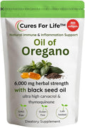 Oil of Oregano Softgels – 6000mg High Potency with 165mg Carvacrol &amp 200mg Black Seed Oil – 2-in-1 Immune Support &amp Digestive Health – 300 Softgels – Oregano Oil Capsules Supplement