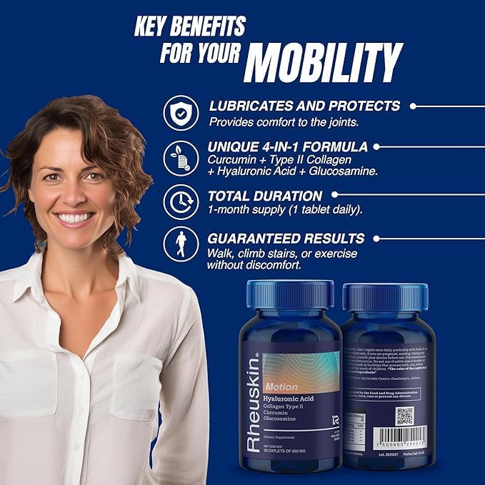 Motion 3 Pack – Advanced Joint Support: Hyaluronic Acid + Glucosamine + Curcumin + Type II Collagen – Flexibility Mobility &amp Comfort – 90 Caplets 850 mg