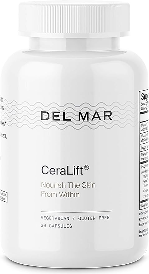 Del Mar Labs - CeraLift - 30 Day Supply - Doctor Formulated - For Reduction in Appearance of Fine Lines and Wrinkles - Anti-Aging Ceramides and Antioxidants - Vegetarian Capsules