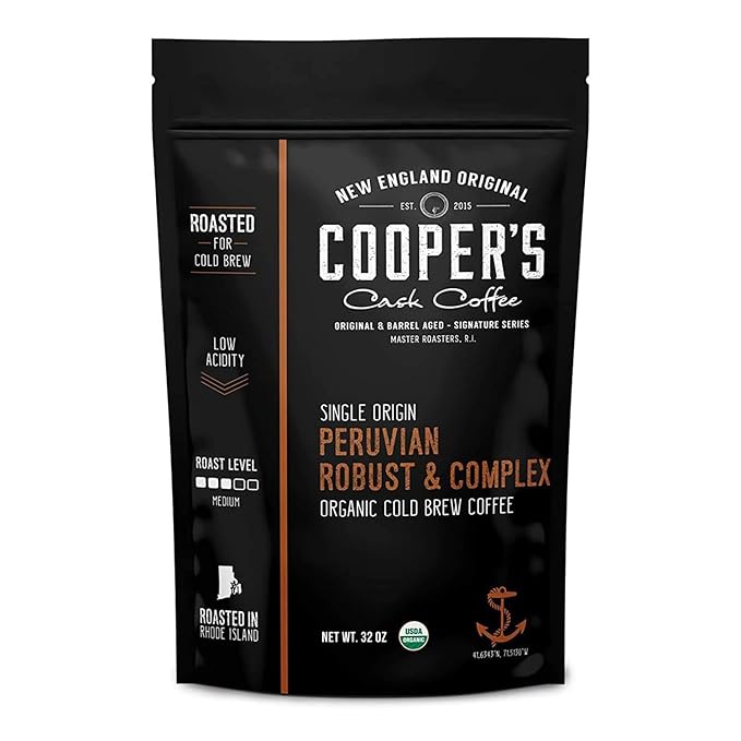 Peruvian Organic Cold Brew Coffee Single Origin &amp Gourmet Beans Tasting Notes Of Caramel With A Touch of Cherry &amp Orange Medium Roast Coarse Whole Bean 2 lb Coffee Bag