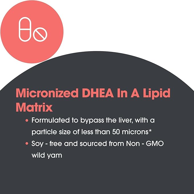 Allergy Research Group ARG DHEA 25 Micronized Lipid Matrix - Supports Hormone Balance &amp Brain Function - Delivers 25 mg DHEA - Micronized &amp Plant Sourced - Hypoallergenic - 60 Servings - 60 Ca