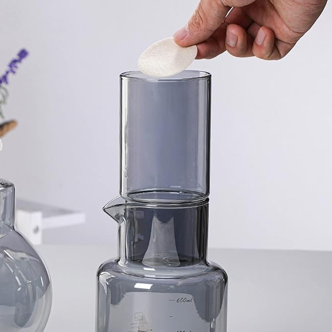 Cold Brew Drip Tower 600ml Ice Drip Glass Cold Brew Coffee Pot with Drip Speed Regulating Valve Drip Type Cold Extraction Coffee Machine for Home Office(Clear)