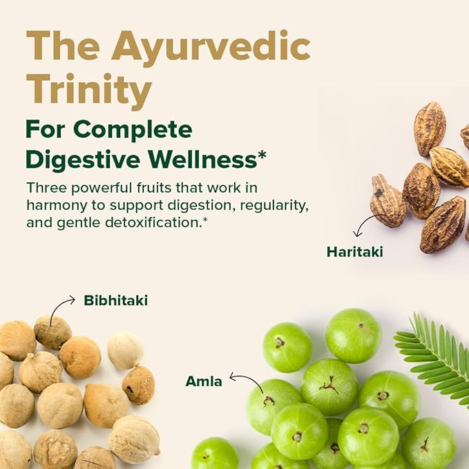 VAHDAM Triphala Capsules 1250 mg - High Strength Supplement with Amla Bibhitaki Haritaki Extract | Supports Healthy Digestion &amp Colon Function | 90 Capsules