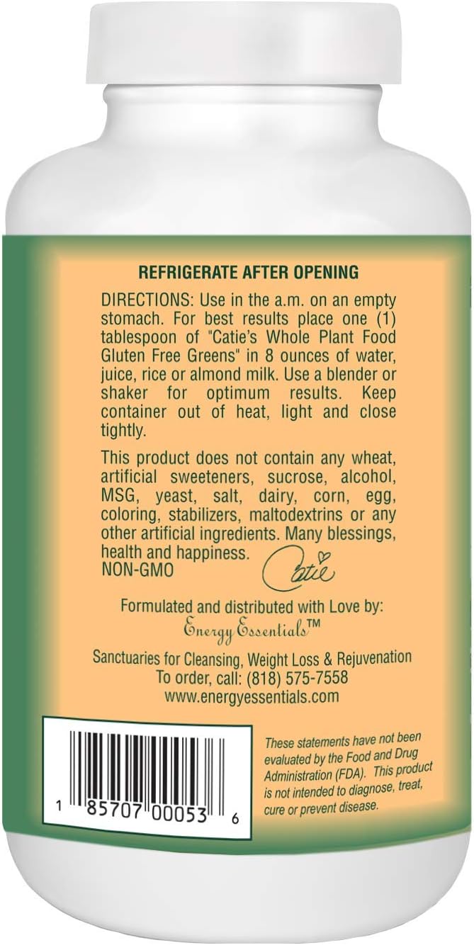 Catie's Organic Gluten Free Greens - Whole Food Nutrition. Optimal Health &amp Vitality! 11.5oz. 30 Servings.