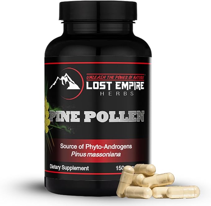 Pine Pollen Capsules - Non-Irradiated Wild Harvested Cell Wall Cracked Powder - Supplement Great for Men and Women for Energy Vitality and Immunity (150 Capsules)