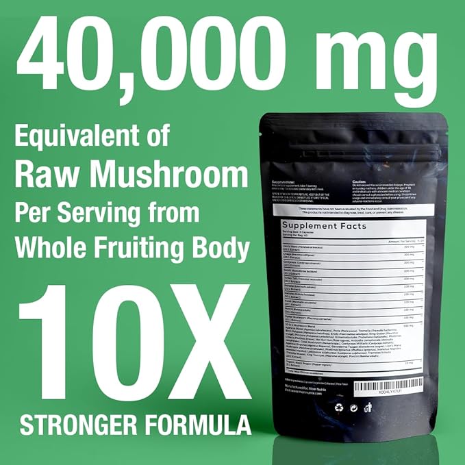 30 in 1 Ultimate Mushroom Supplement - 180 Mushroom Capsules Organic - Lion’s Mane Cordyceps Chaga Reishi Turkey Tail Mitake Shiitake &amp More - Brain &amp Immune Support