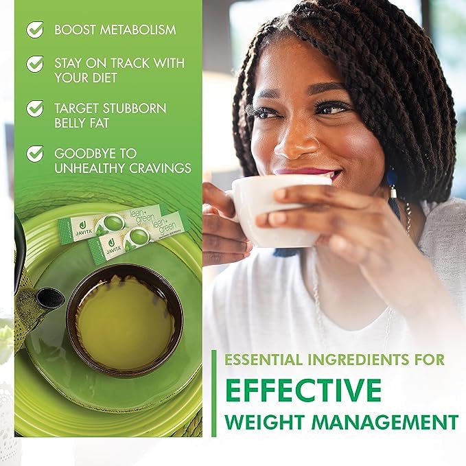 Lean + Green Instant Tea Mix by Javita – Premium Green Tea &amp Herbs – Daily Metabolism Clean Energy Support – Award-winning Convenient Green Tea Mix (2 box/48 serv.)