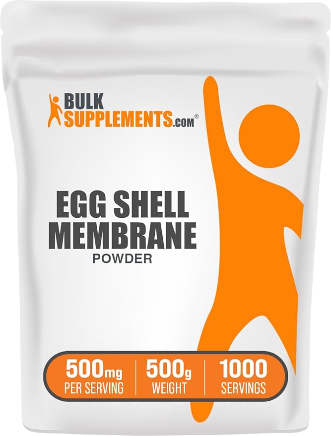 BulkSupplements.com Egg Shell Membrane Powder - Collagen Powder Suplement Dairy-Free &amp Gluten Free 500mg per Serving 500g (1.1 lbs) (Pack of 1)