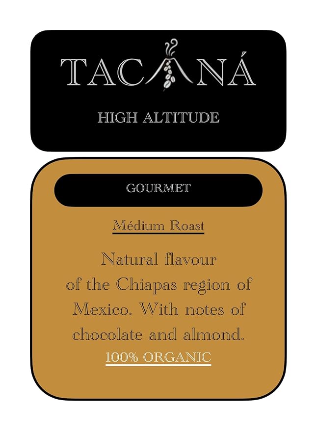 Cafe De Mexico Tacana Gourmet Mexican Coffee. Premium Imported High Altitude Whole Beans. 100% Organic Arabica Medium Roast.