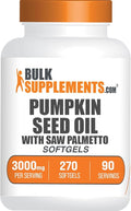 BulkSupplements.com Pumpkin Seed Oil with Saw Palmetto Softgels - Pumpkin Seed Oil Supplement Saw Palmetto for Men &amp Women - Gluten Free 3 Softgels per Serving (3000mg) 270 Count (Pack of 1)
