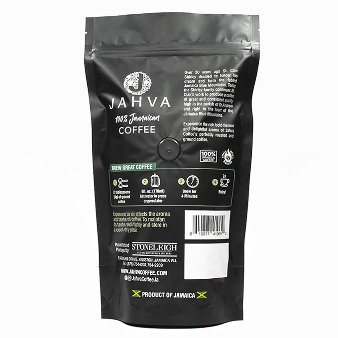 Jahva 100% Jamaican Coffee Medium Roasted and Ground from Jamaica (16oz.)