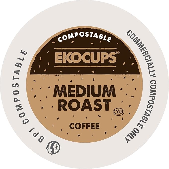 Ekocups Medium Roast Coffee Pods – 80 Count – Compostable Plant-Based &amp Freshness-Sealed – French Press-Quality Brew – K-Cup Brewer Compatible