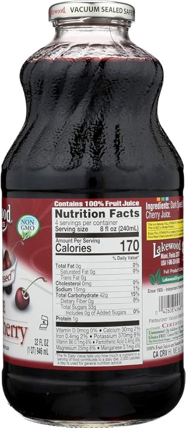 Lakewood Pure Black Cherry Juice 32 oz. (Pack of 12)
