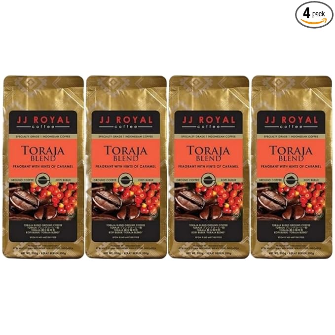 JJ Royal Coffee Toraja Blend 200g Ground Coffee (Pack of 4)