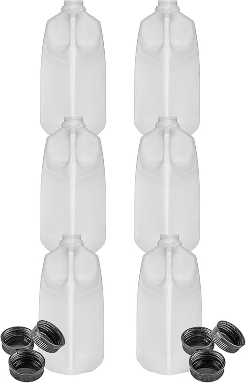 64 Oz Empty Juice Bottles (Pack Of 6 x 64 Oz Ea) With Black Tamper Evident Screw Caps – Great for Homemade Juices Milk Smoothies Tea and Other Beverages - Food Grade BPA Free