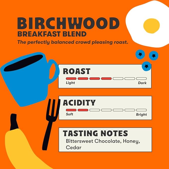 Peace Coffee Birchwood Breakfast Blend Ground Medium Roast Coffee 5 lb Organic Fair Trade Smooth Mild Flavor Shade Grown Fresh Roasted