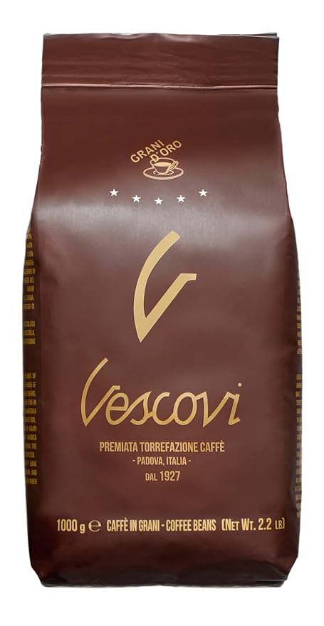 V Vescovi Grani D’Oro Five Stars – Premium Italian Espresso Beans – Medium Roast – Smooth &amp Rich Crema – 2.2 lb (1kg)