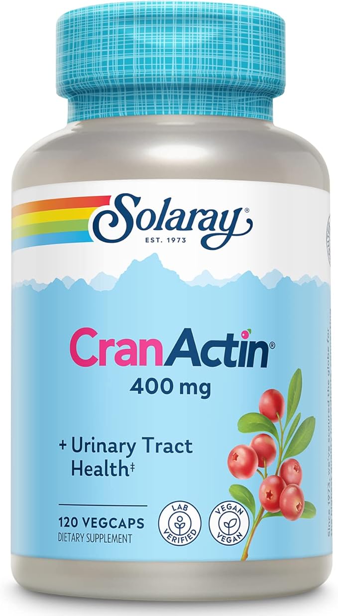SOLARAY CranActin Cranberry Extract 400 mg - Cranberry Supplements for Women and Men - Bladder and Urinary Tract Health Support with Vitamin C - Vegan 60-Day Guarantee 120 Servings 120 VegCaps