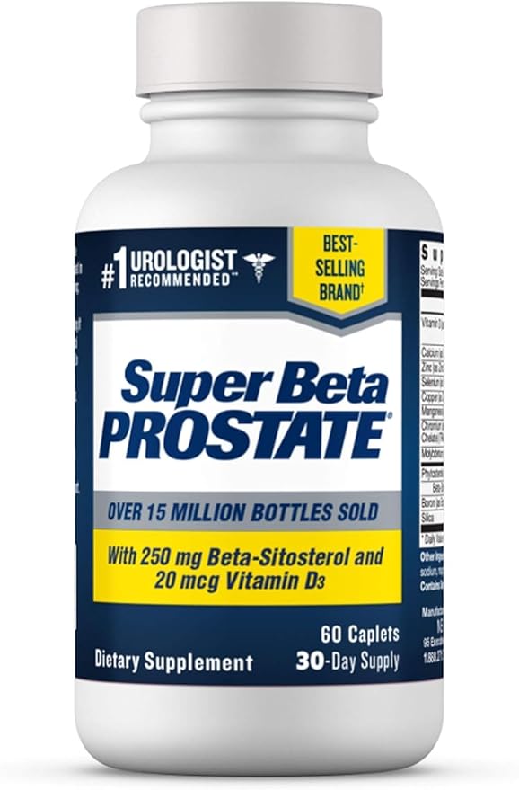 SUPER BETA PROSTATE Support Supplement for Men's Health - Reduce Bathroom Trips Promote Sleep Better Bladder Emptying &amp Healthy Prostate Beta Sitosterol - 60 Count (Pack of 1)