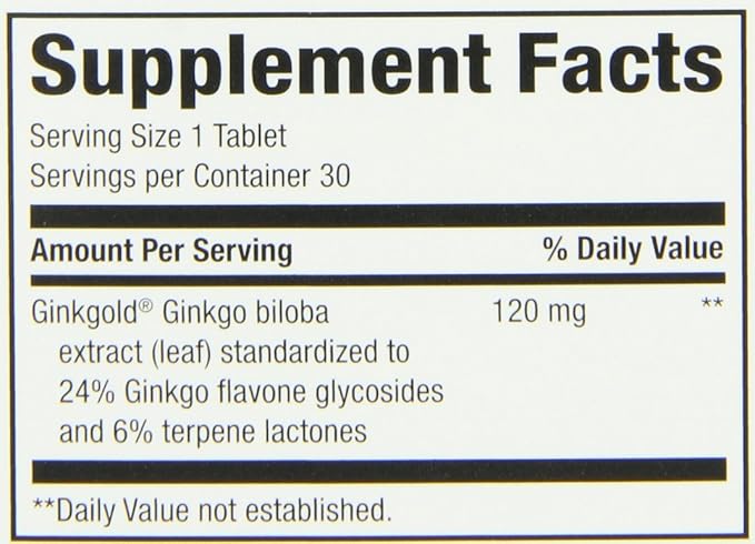 Nature's Way Ginkgold Max Advanced Ginkgo Extract for Mental Sharpness 1x Daily 120 mg 30 Count