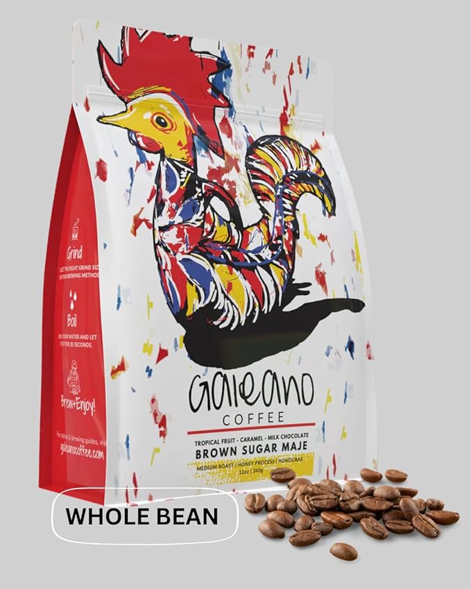 Honduras Arabica - Brown Sugar Maje - Tropical Fruit Caramel | Single Origin | Honey Process | Medium Roast | 12 oz Whole Bean | Galeano Coffee