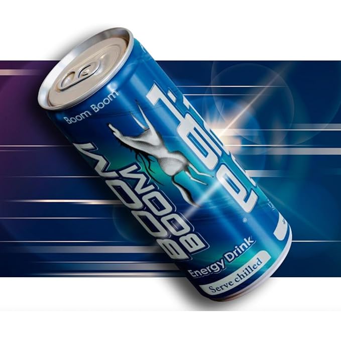 Boom Boom Energy Drink 250ml – Natural Ingredients for Instant Energy Boost – Refreshing Carbonated Beverage – Serve Chilled – 24-Pack
