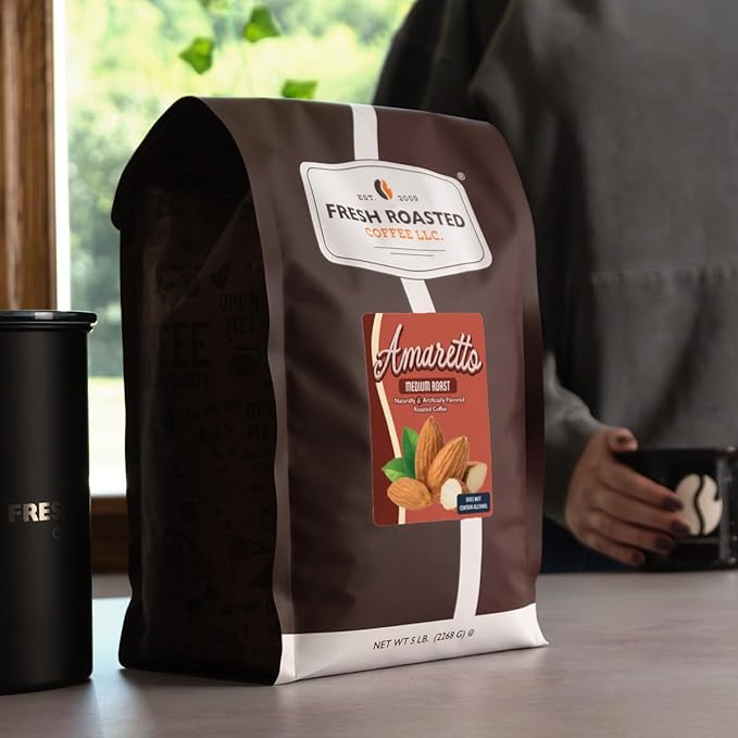 Fresh Roasted Coffee Amaretto Flavored Coffee5 lb Medium Roast Kosher Ground