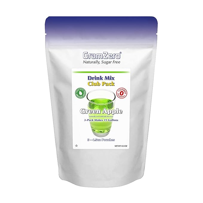 GramZero Green Apple Zero Calorie Sugar Free Drink Mix Great For Nutrition Club Loaded Tea Stevia Sweetened