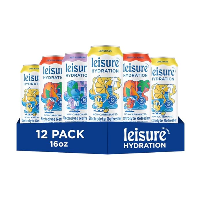 Leisure Hydration Non-Carbonated Electrolyte Refresher Variety Pack - Low Sugar Nutrient Enhanced Water Beverage - Get The Best Hydration Packed w/ Magnesium &amp Ashwagandha For Mood &amp Stress S