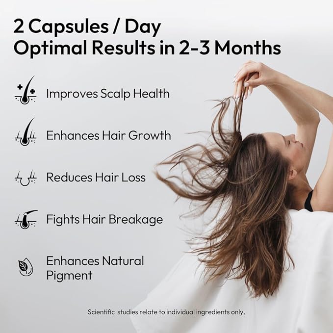 BIGVITA Hair Growth Supplement – Fast Hair Regrowth for Thicker Fuller Hair | AnaGain™ Nu Biotin Black Sesame Extract | Hair Loss Support for Women &amp Men | Vegan Gluten-Free – 1 Month Supply