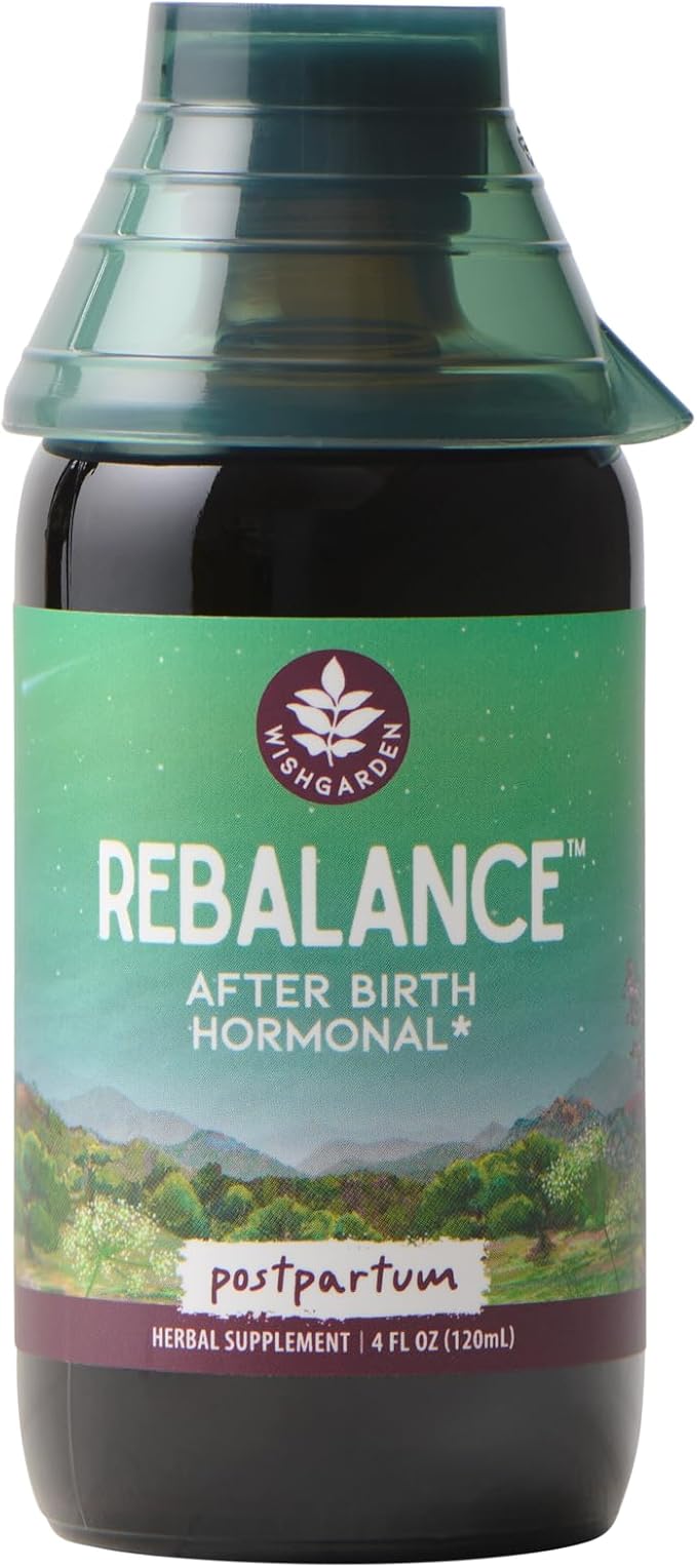 WishGarden Herbs ReBalance After Birth Hormonal - Plant-Based Herbal Supplement with Vitex Berry &amp Motherwort Supports Healthy Postpartum Hormone Levels and Postnatal Hormone Balance 4oz