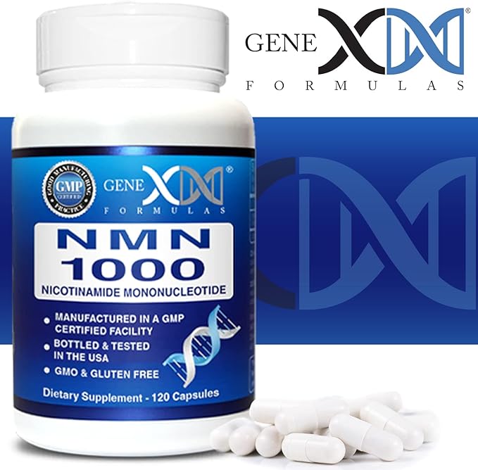Genex Formulas NMN 1000mg - 99% Pure Shelf Stabilized Supplement Capsules for Increased NAD Levels &amp Healthy Aging GMP Certified 1000mg per Serving 120 Capsules