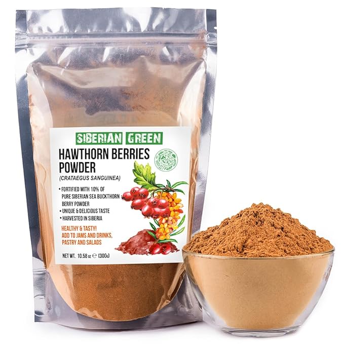 Ground Siberian Hawthorn Flour 300g (10.58 oz) w Sea Buckthorn Herbal Dried Fine Powder Tea Crataegus Sanguinea Hippophae Rhamnoides Siberia Altai Mountains Taiga