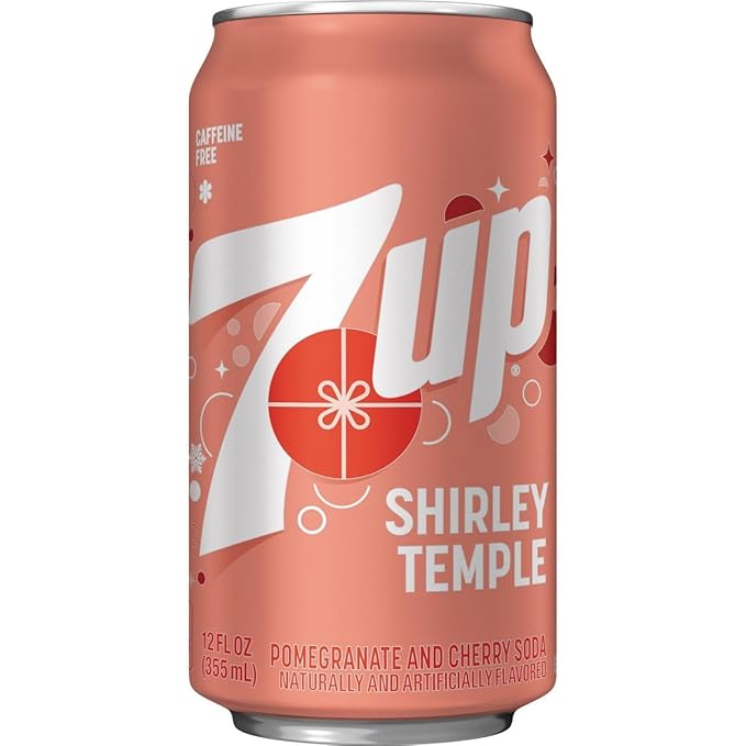 7UP Shirley Temple Pomegranate and Cherry Soda Limited Edition Caffeine-Free 12 FL OZ Cans 12 Pack