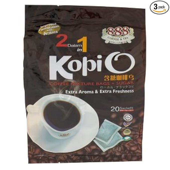 888 2 In 1 Kopi O Coffee Mixture Bags + Sugar 500g (3 Pack)