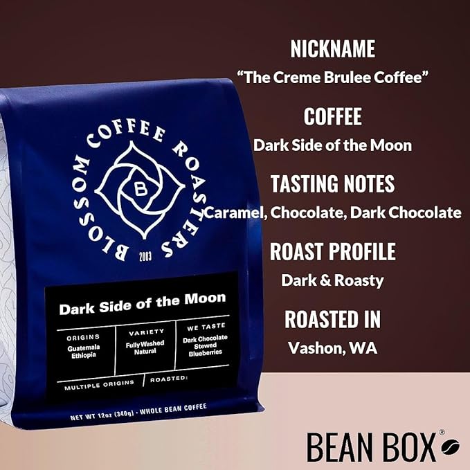 Dark Side of the Moon - Roasted by Blossom Coffee Roasters - Whole Bean Coffee - 12 Ounce Bag